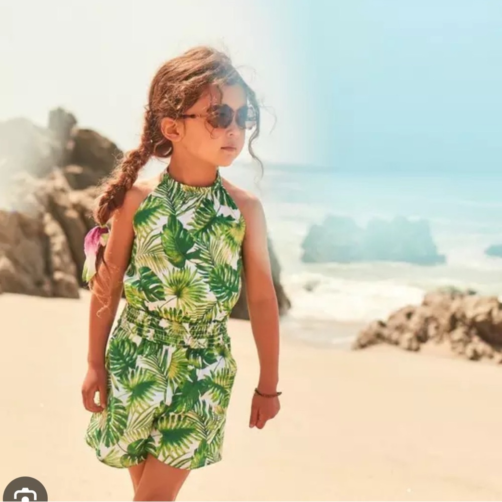 Janie and Jack Green Leaf Print Kids Matching Set